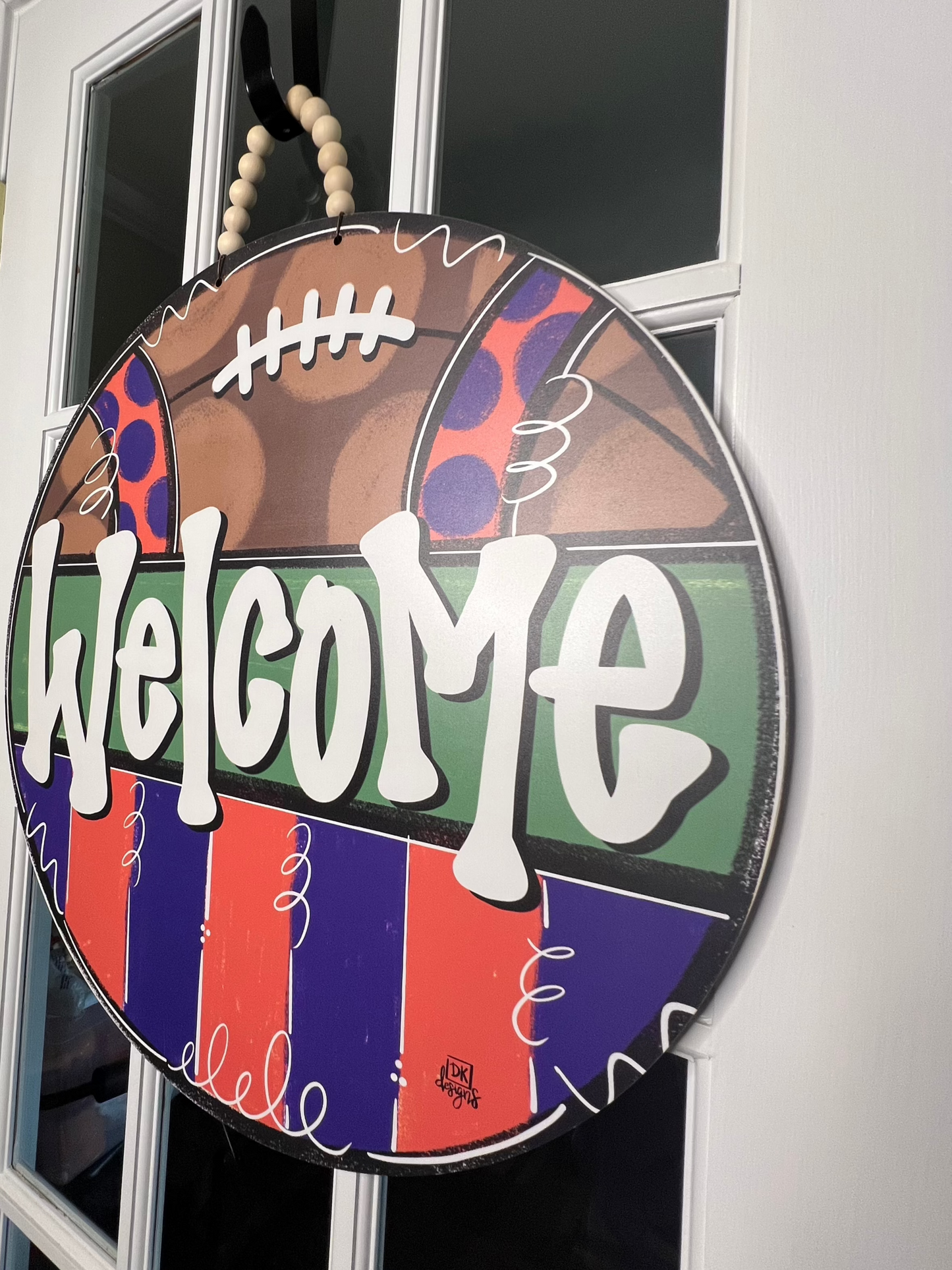 DK Designs Large Football Welcome Door Hanger