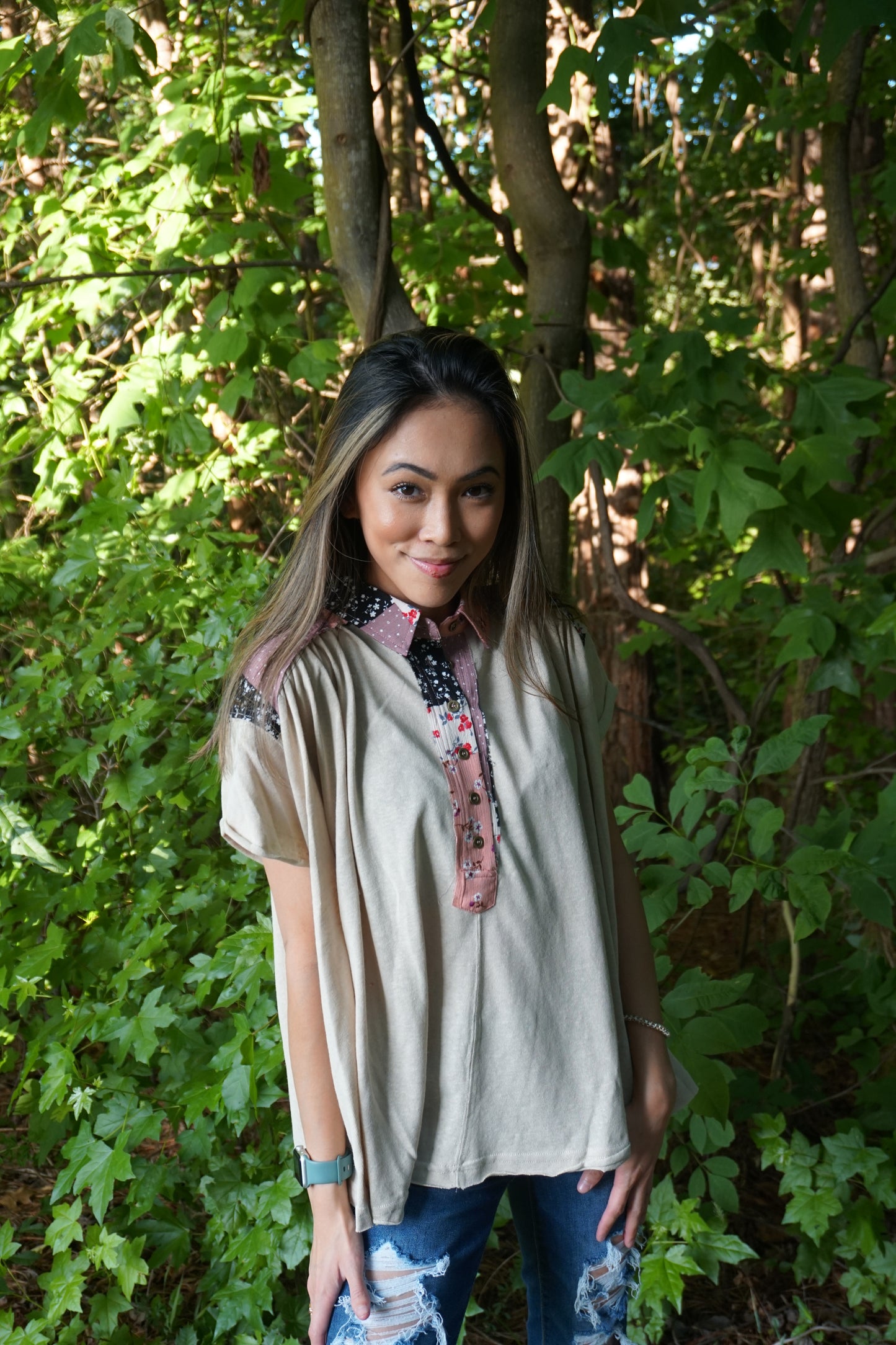 Top con vuelo floral